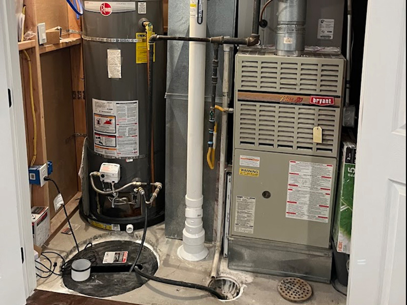 Professional HVAC room radon mitigation system installation